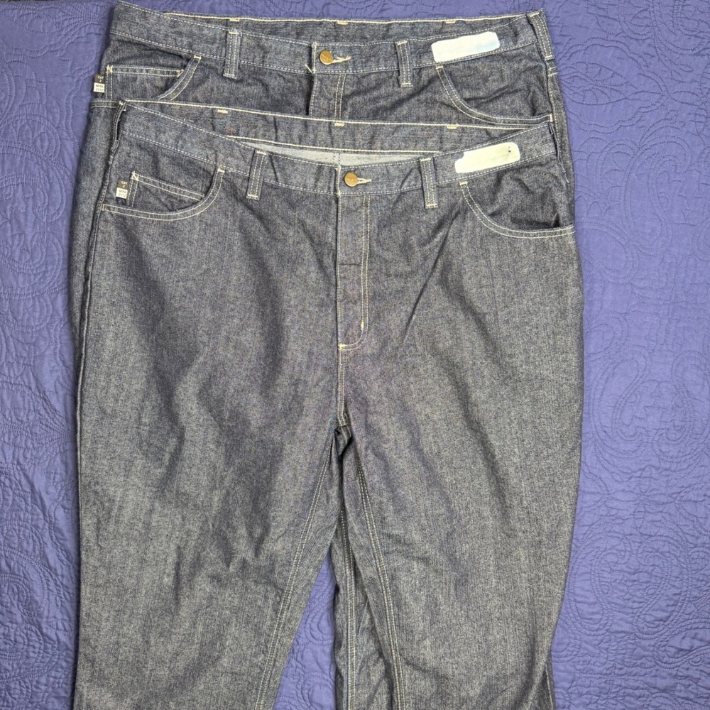Lot Of 2 Carhartt FR Flame Resistant Denim Jeans Mens 42x32 Blue Work Pants